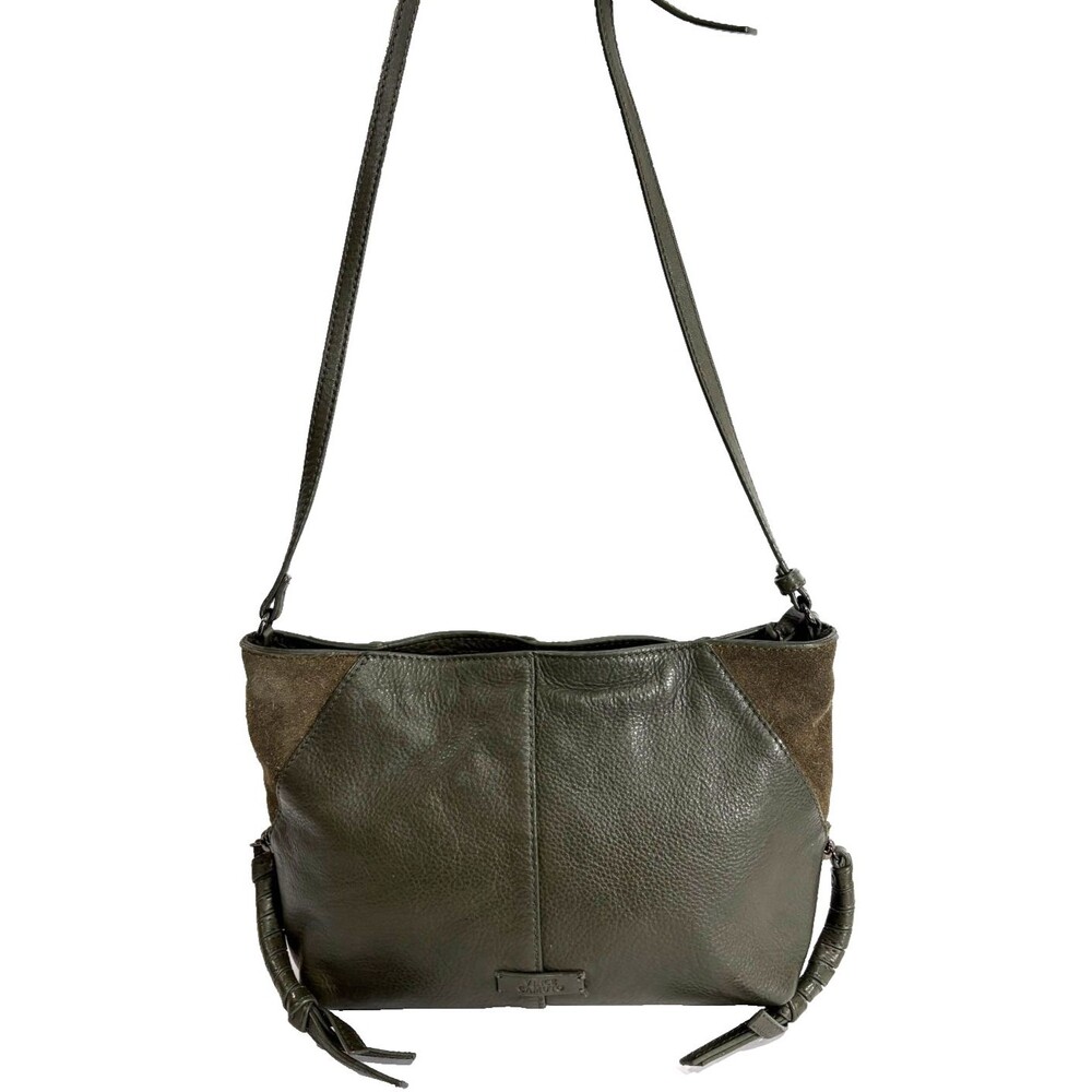Vince Camuto Cory Pebbled Leather / Suede Crossbody - Sable / Green Shoulder Bag